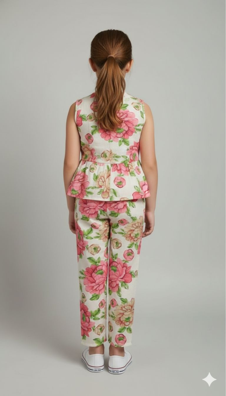 Green Pink Floral Set