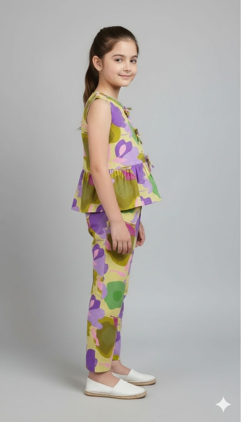 Purple and Green Floral Set