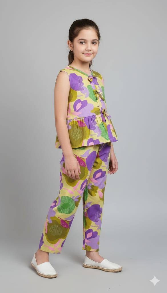 Purple and Green Floral Set