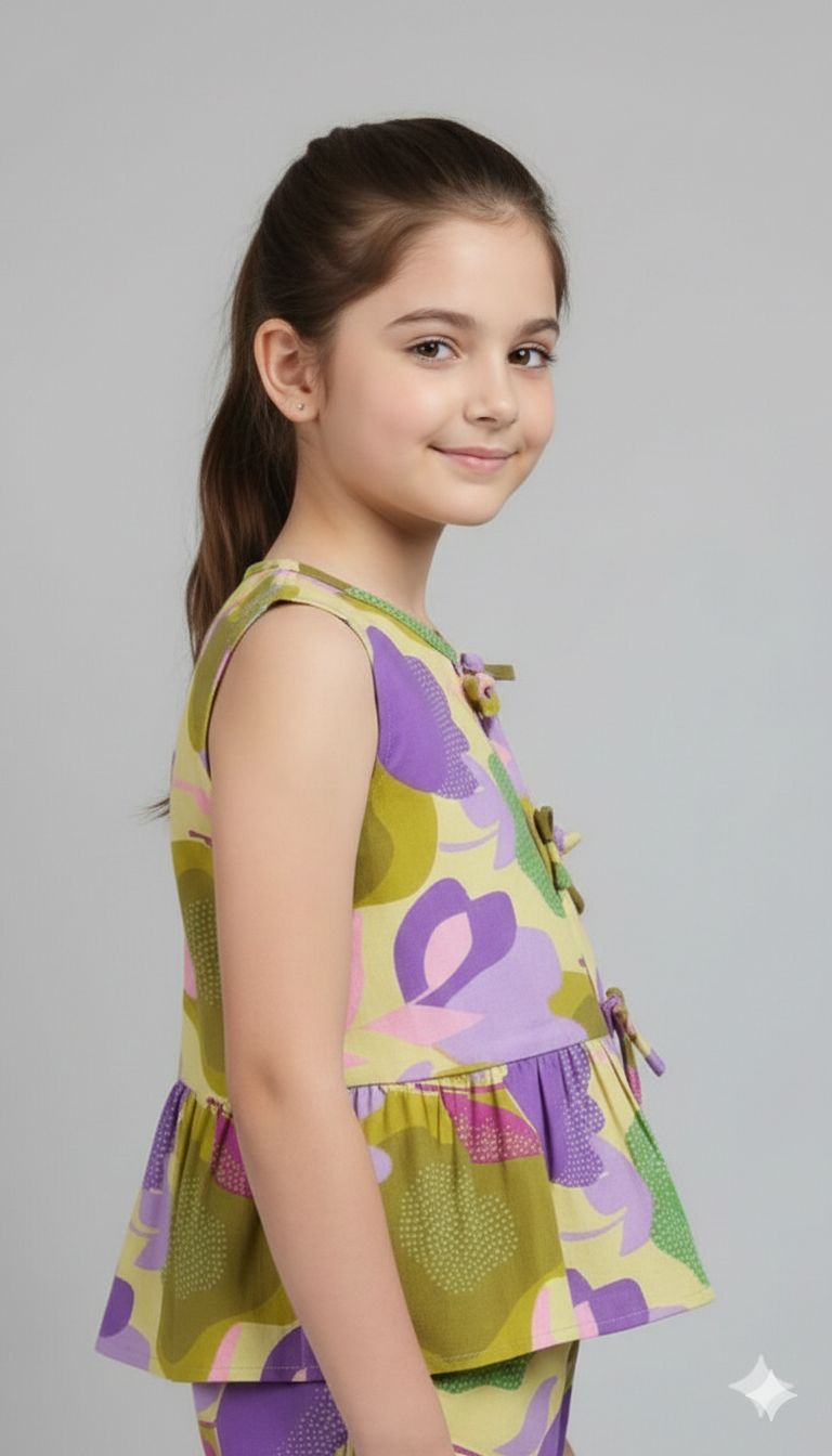 Purple and Green Floral Set