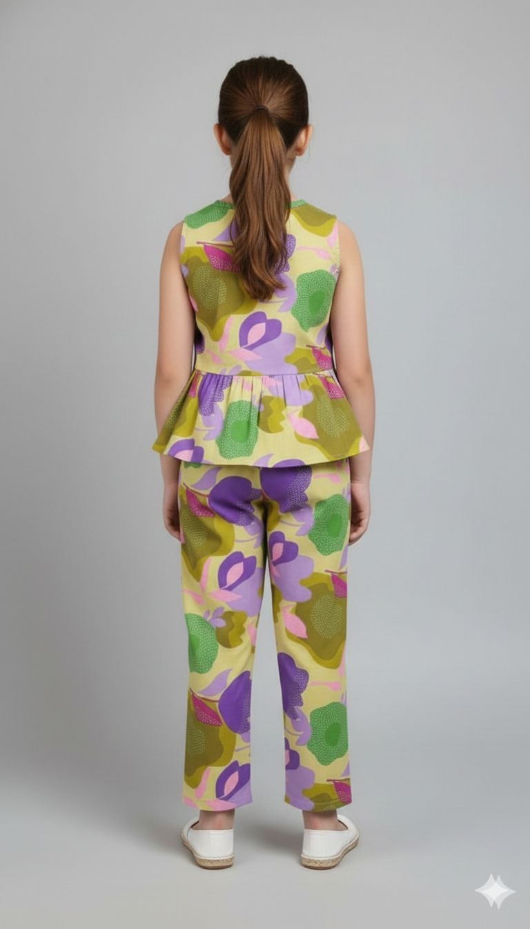 Purple and Green Floral Set