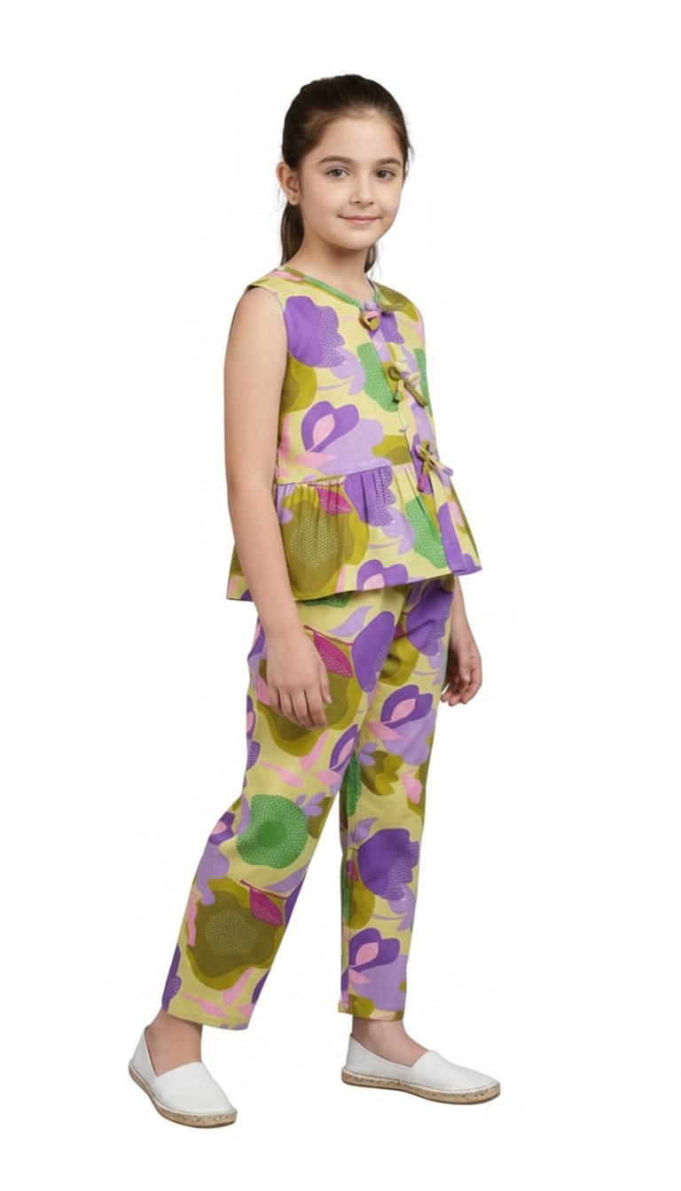 Purple and Green Floral Set