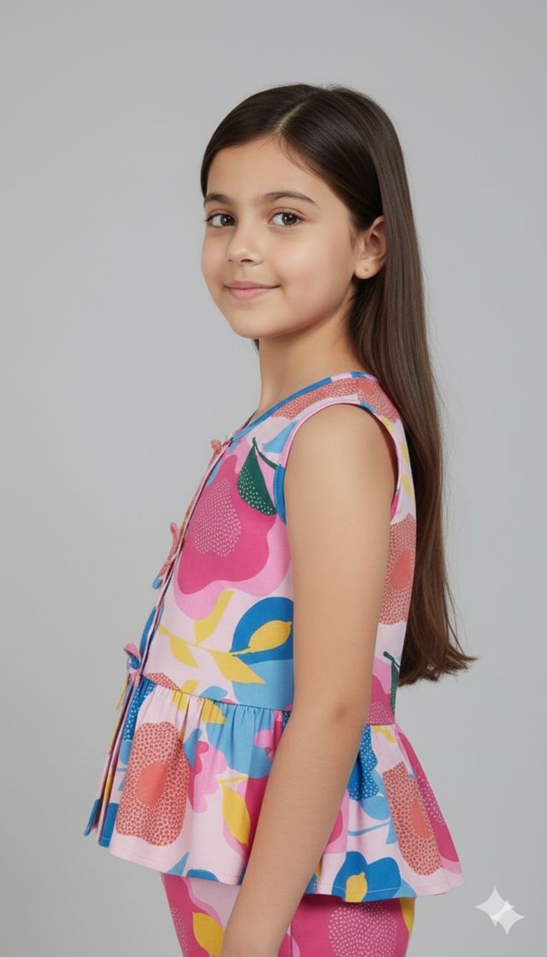 Blue Pink Floral Print Set