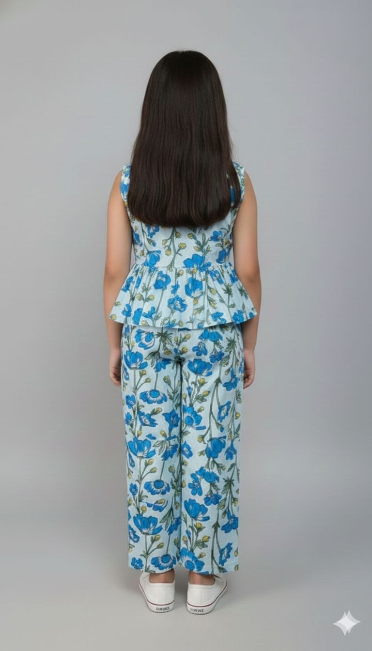 Blue And Green Print Outfit