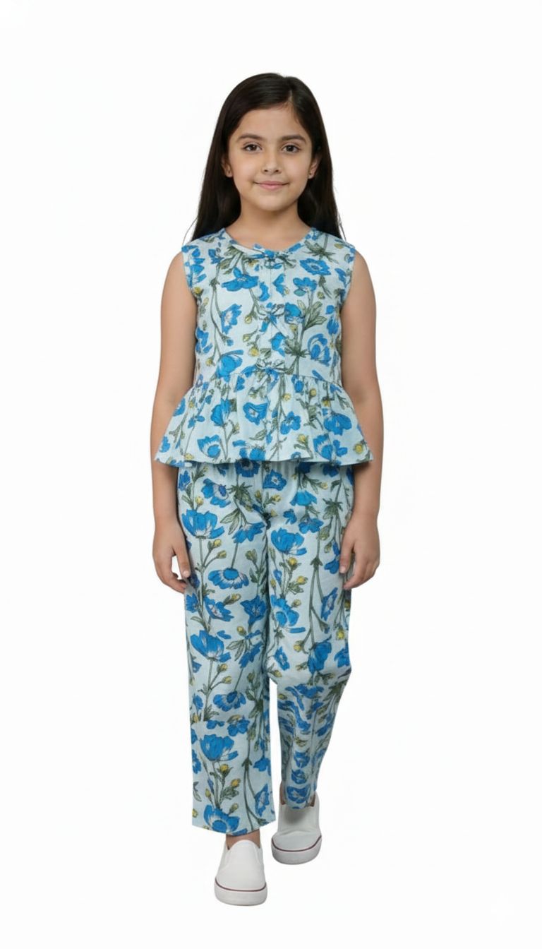 Blue And Green Print Outfit