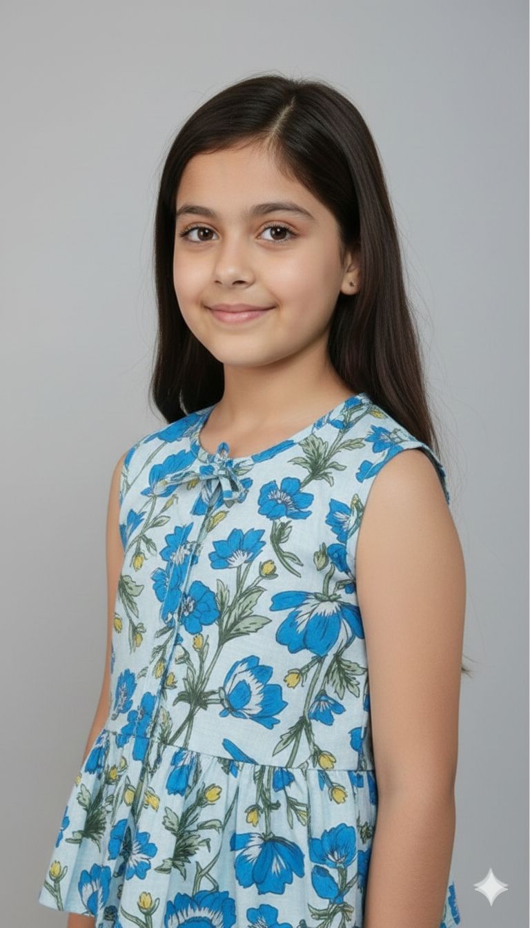 Blue And Green Print Outfit