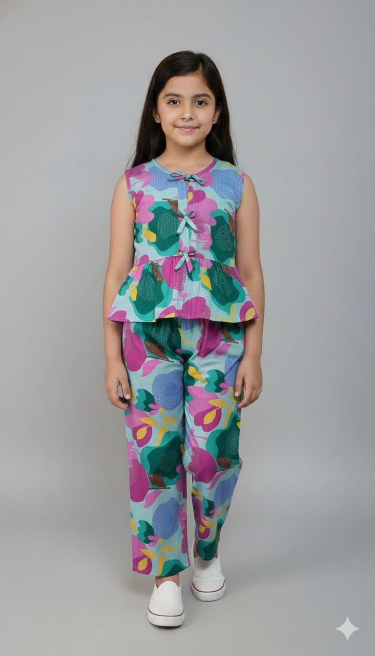 Green And Pink Floral Print Outfit