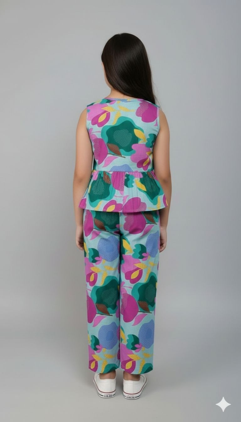 Green And Pink Floral Print Outfit