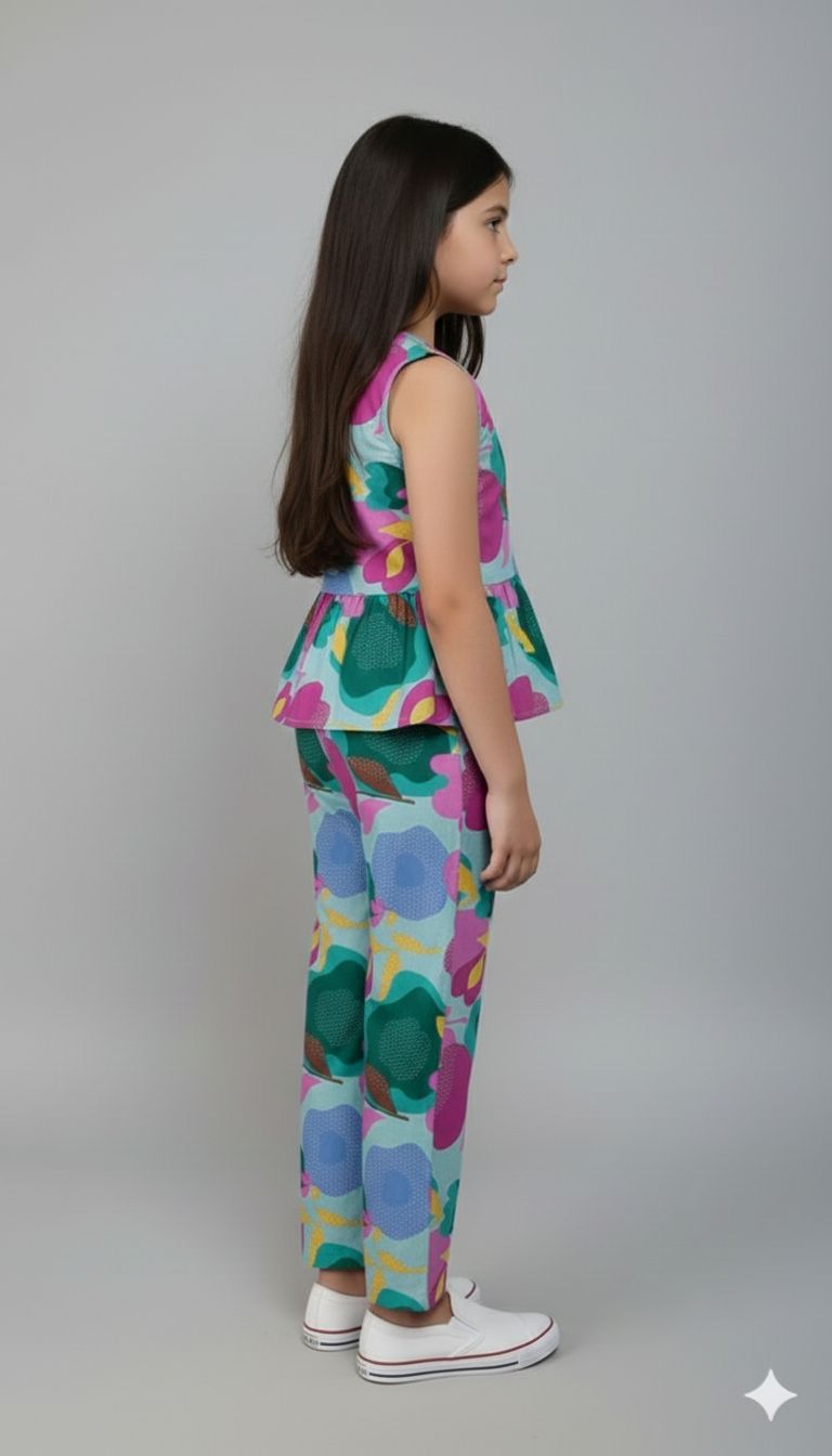 Green And Pink Floral Print Outfit