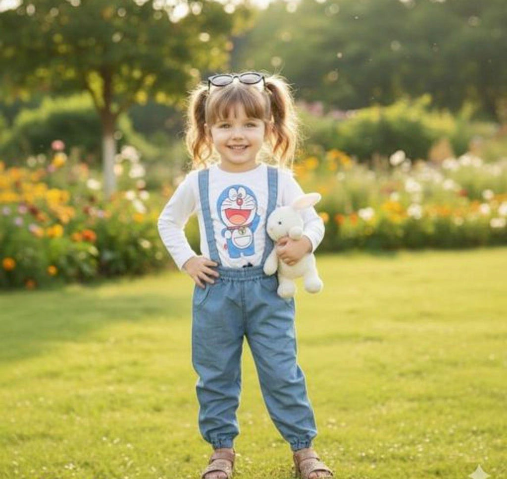 Doremon White with Denim Set