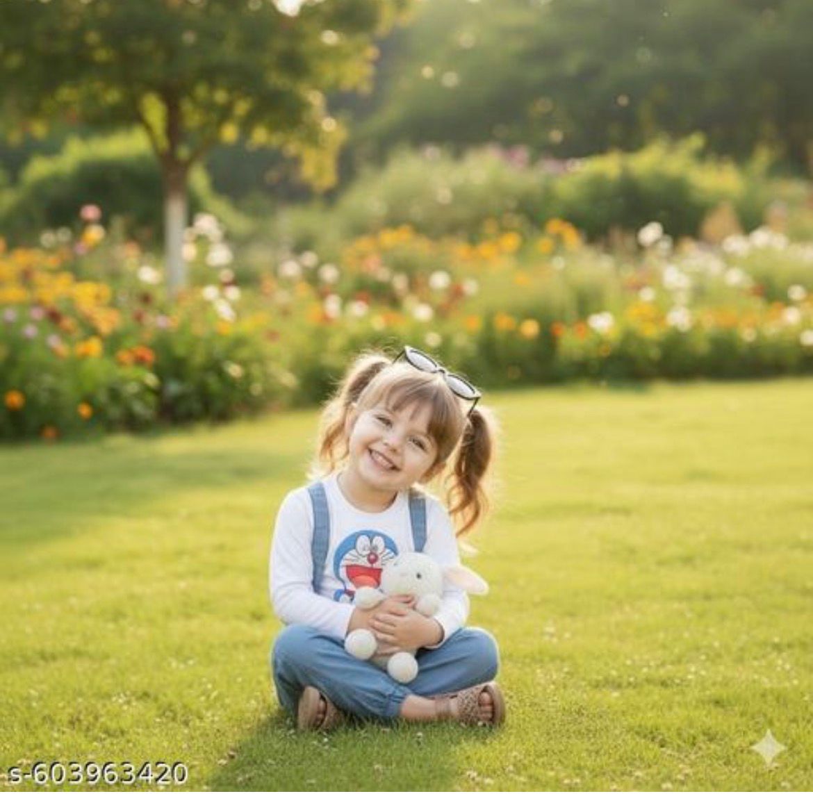 Doremon White with Denim Set