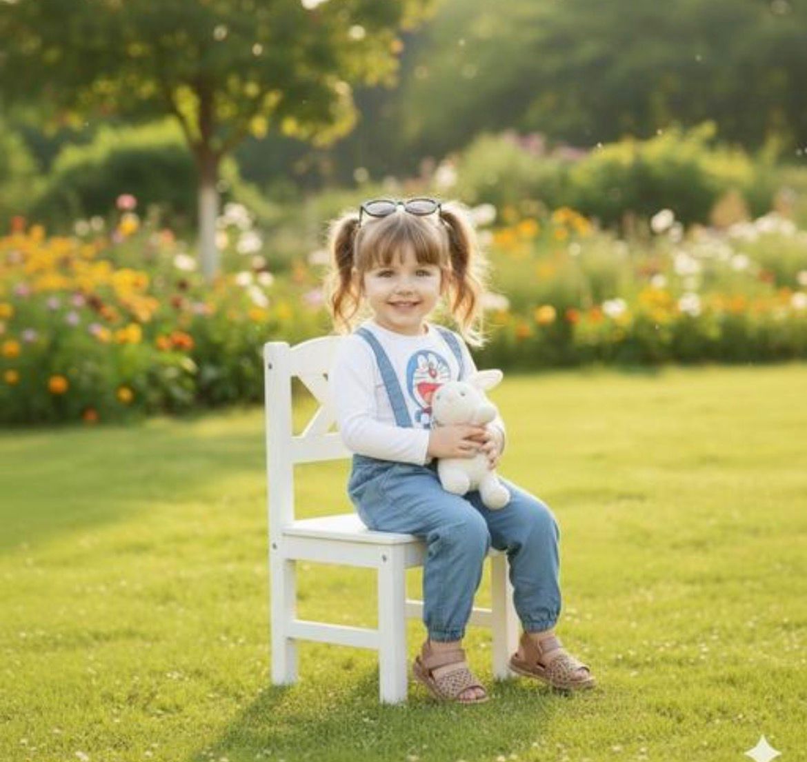 Doremon White with Denim Set