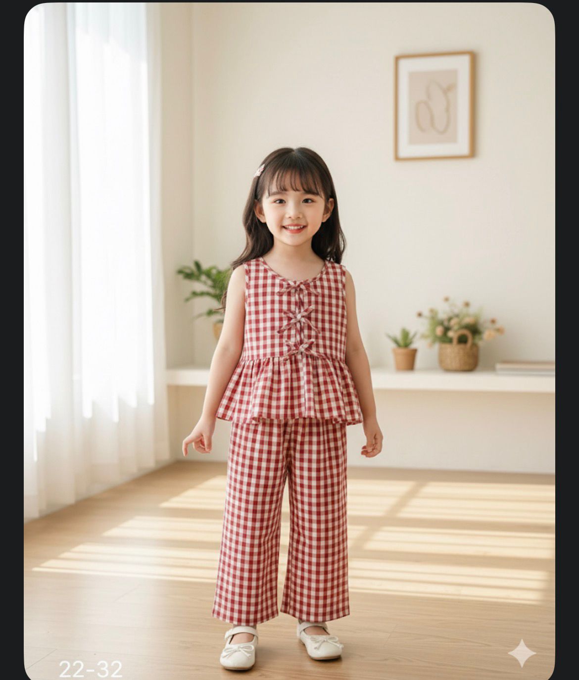 Red Small Check Kids Set