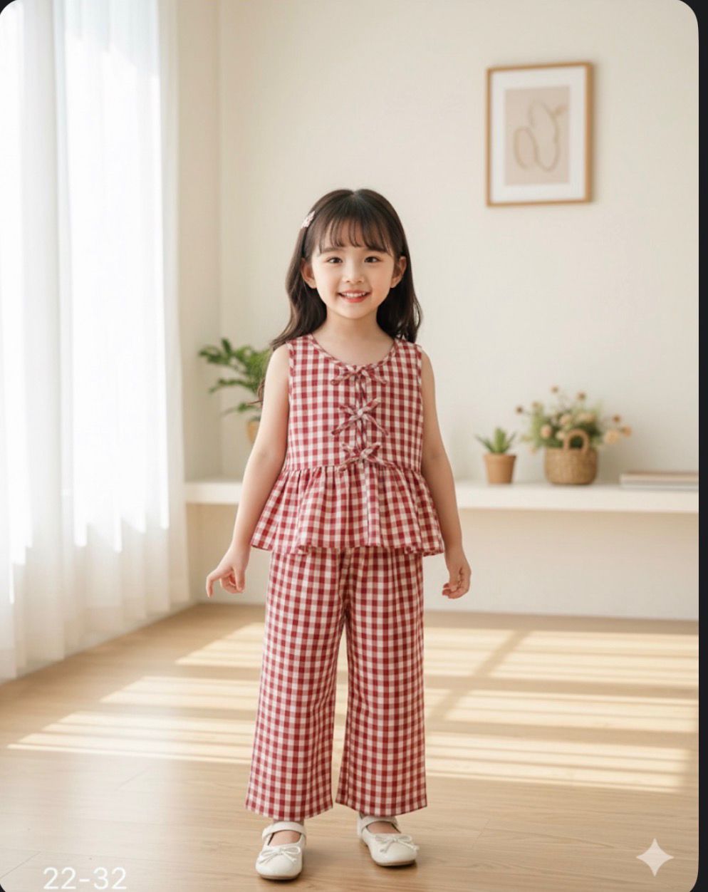 Red Small Check Kids Set