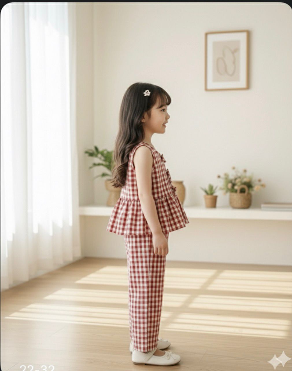Red Small Check Kids Set