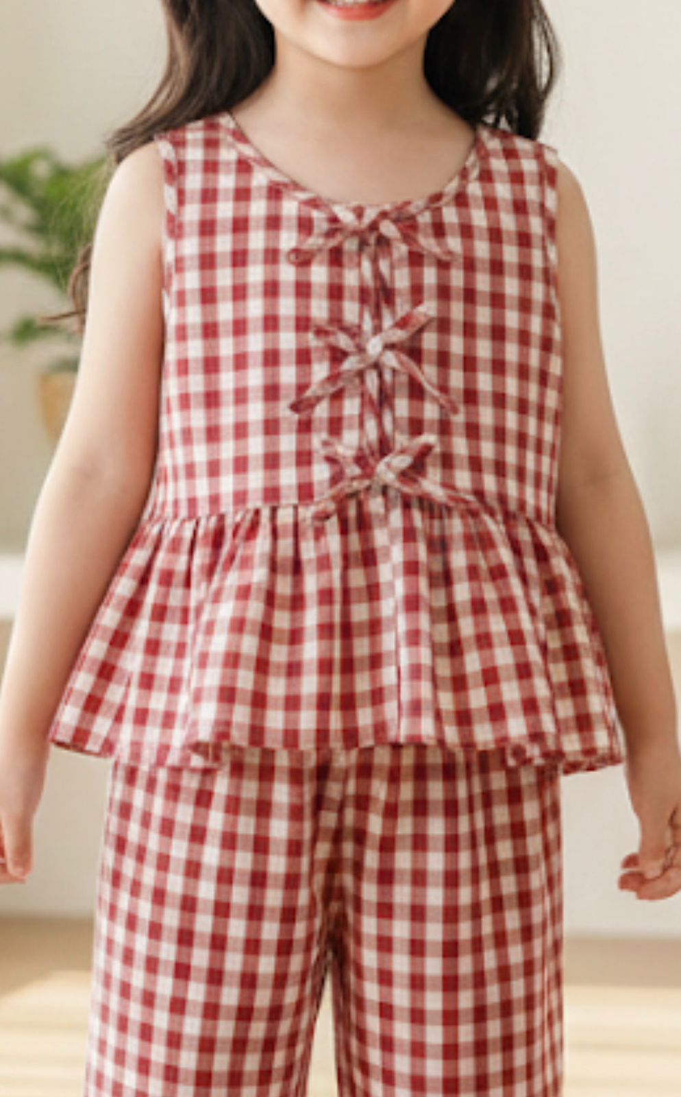 Red Small Check Kids Set