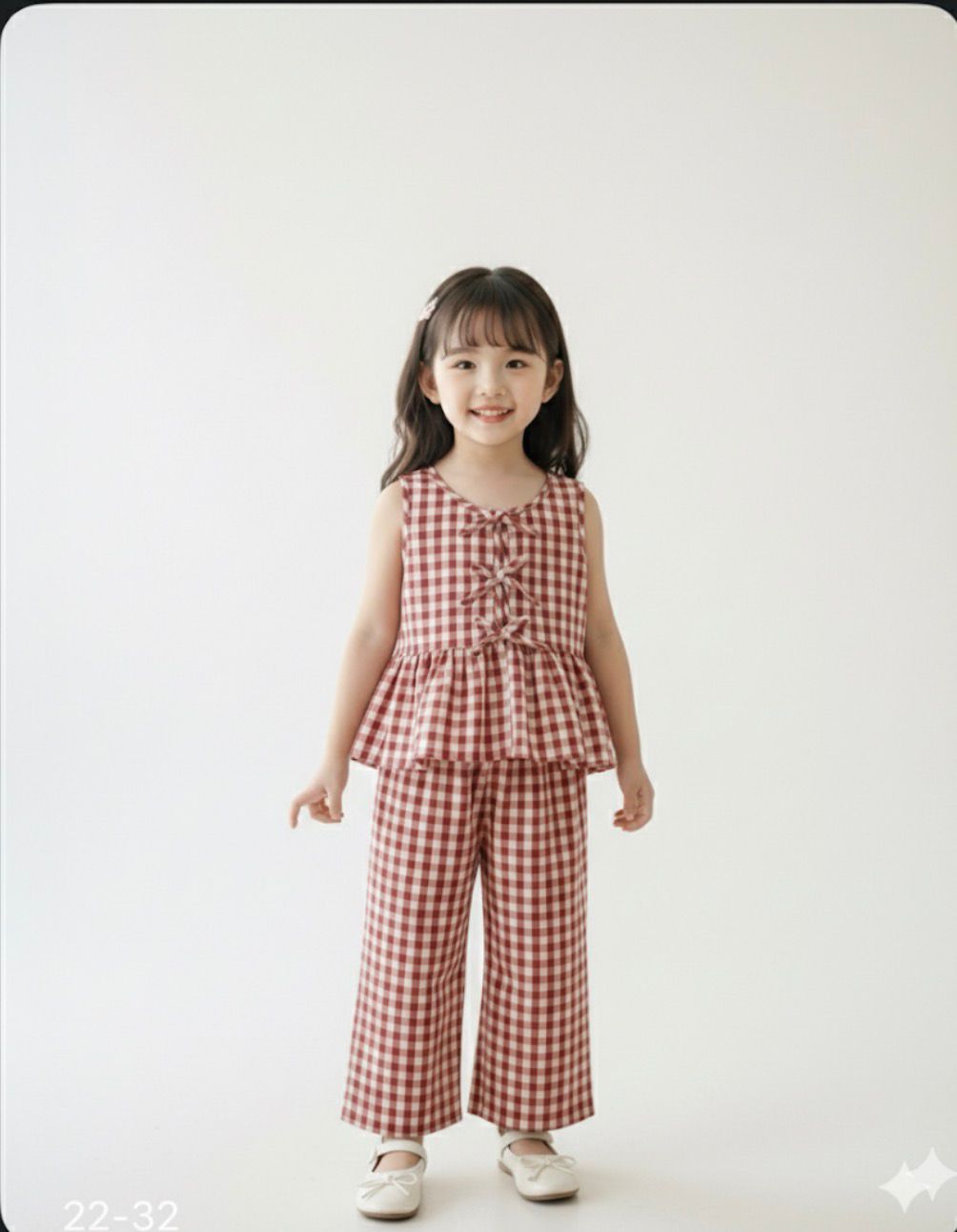 Red Small Check Kids Set