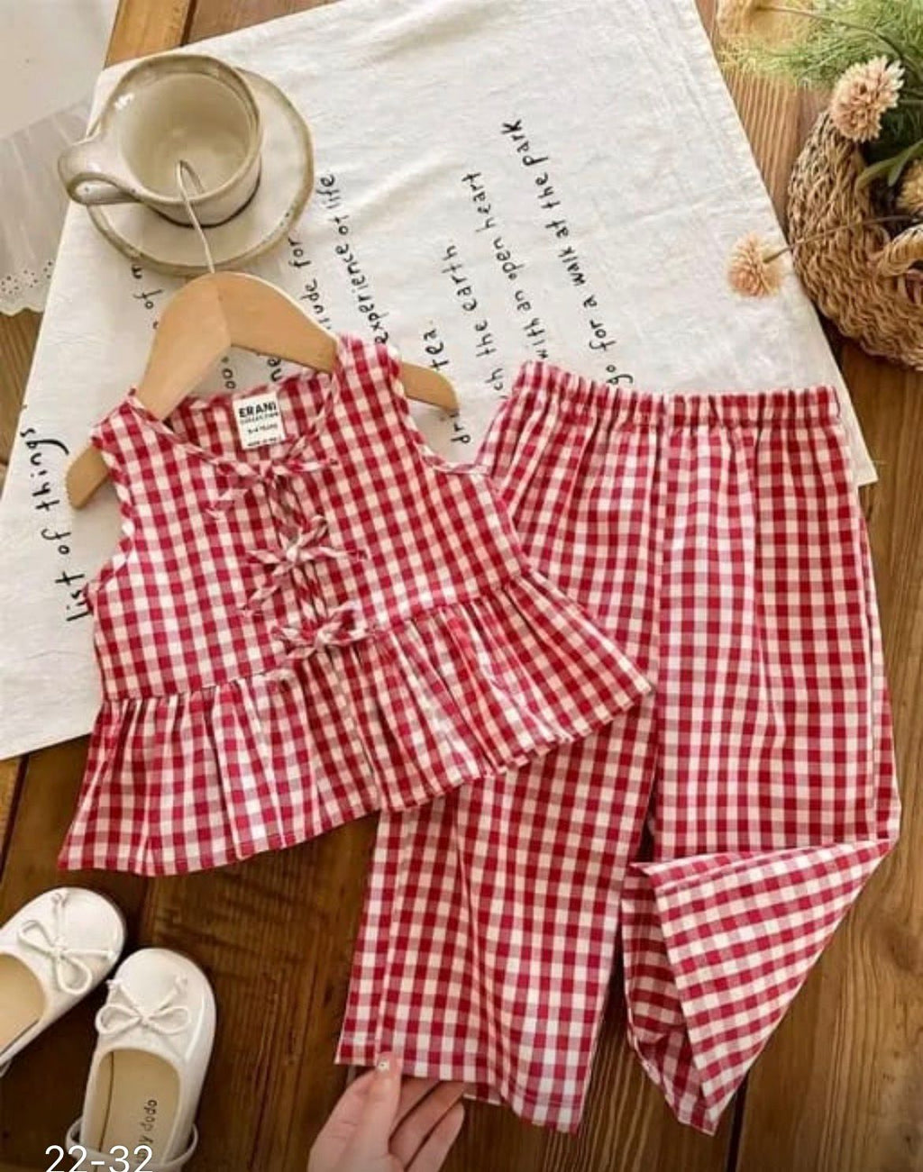 Red Small Check Kids Set
