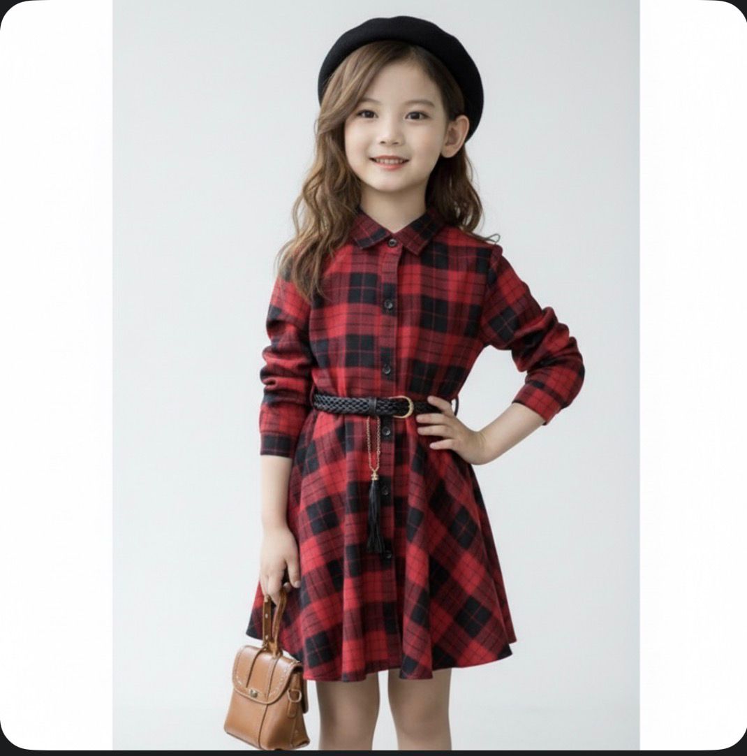 Kids Red Check Dress