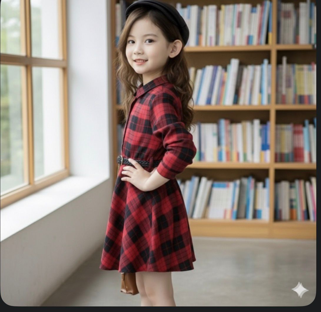 Kids Red Check Dress