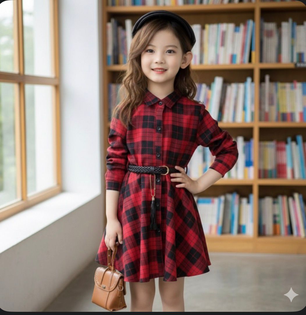 Kids Red Check Dress