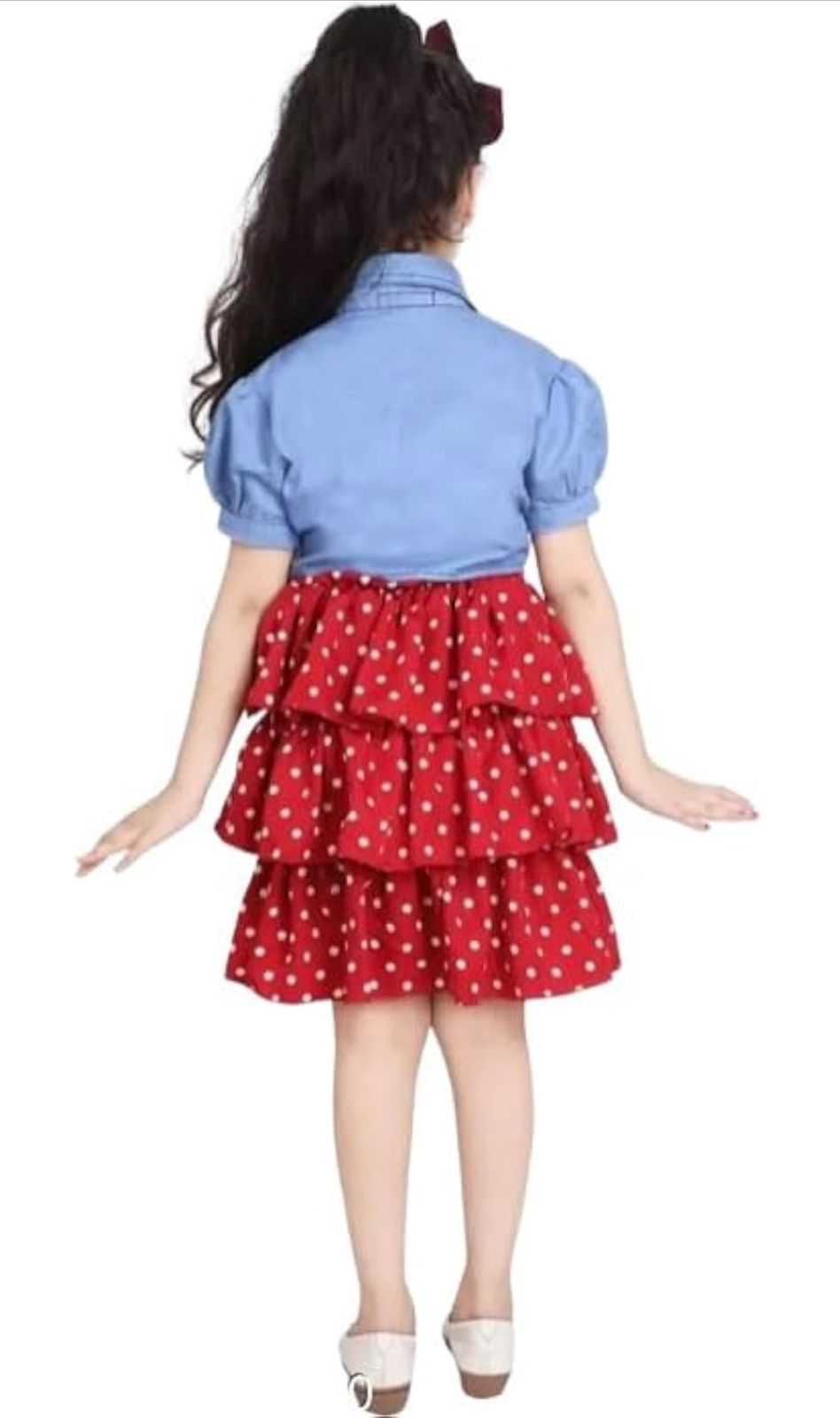 Polka Dress with Denim Jacket