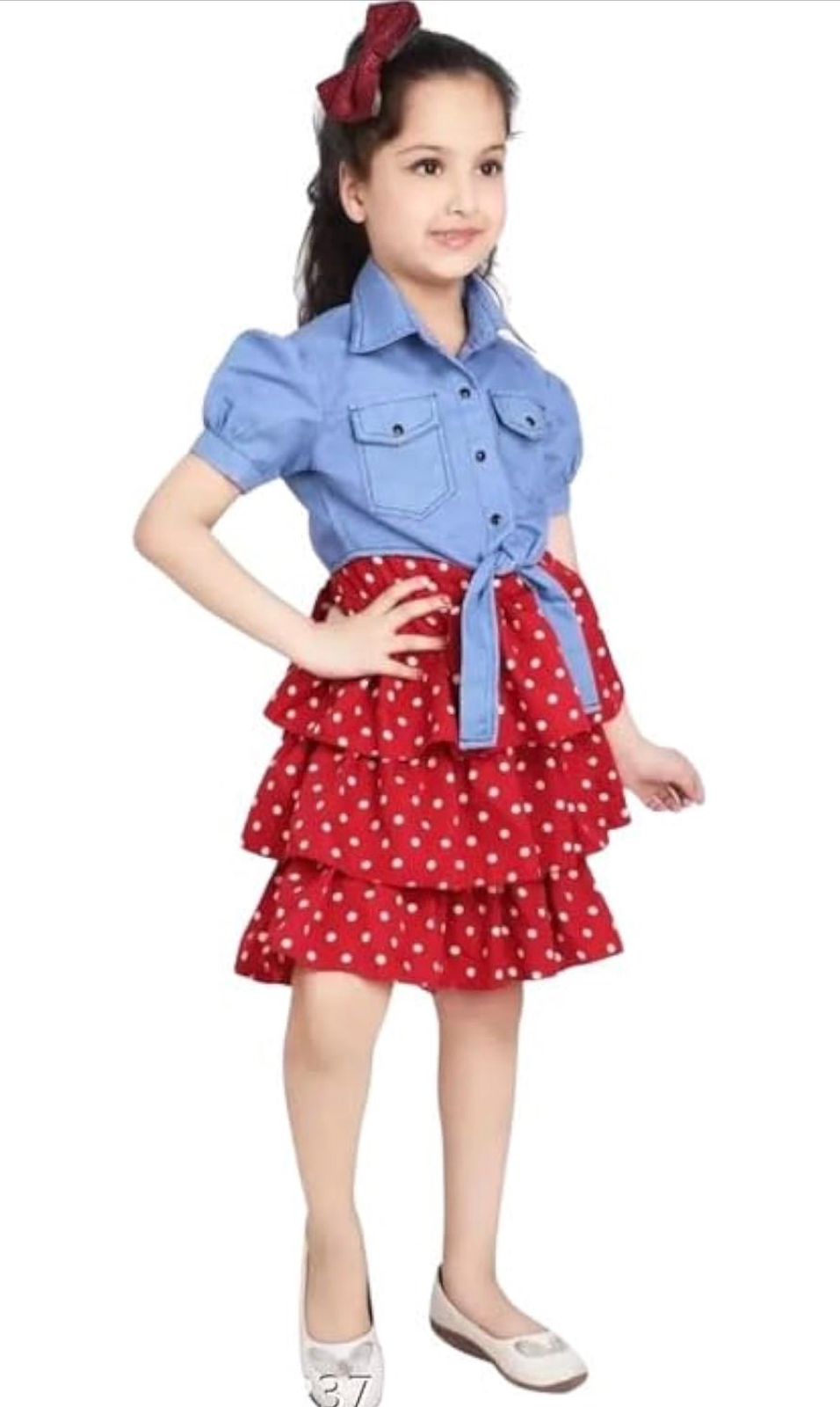 Polka Dress with Denim Jacket