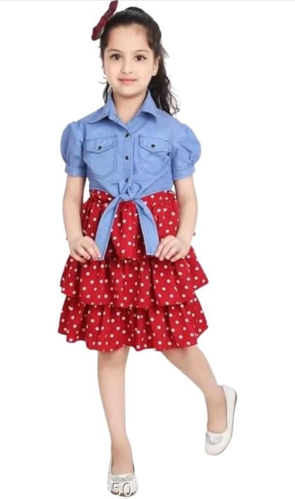 Polka Dress with Denim Jacket