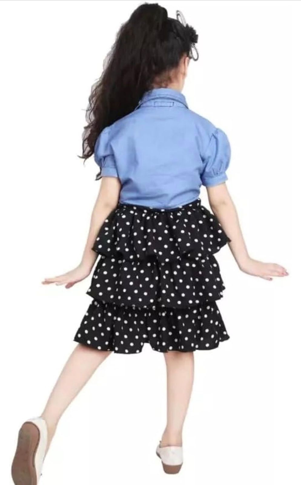 Polka Dress with Denim Jacket