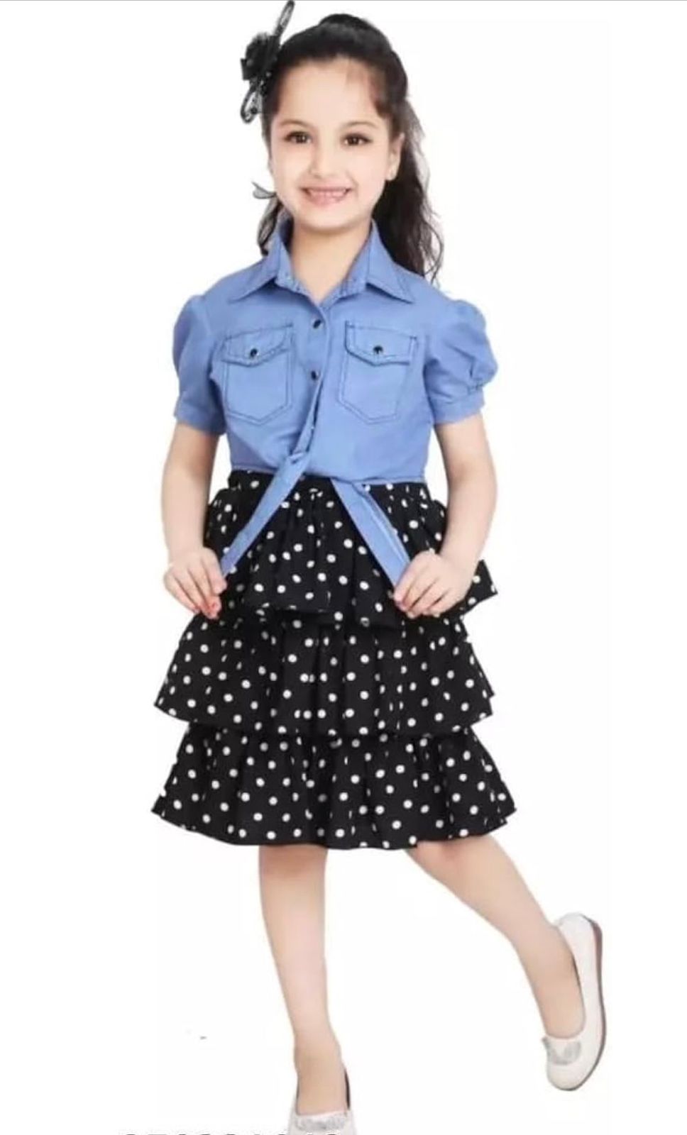 Polka Dress with Denim Jacket