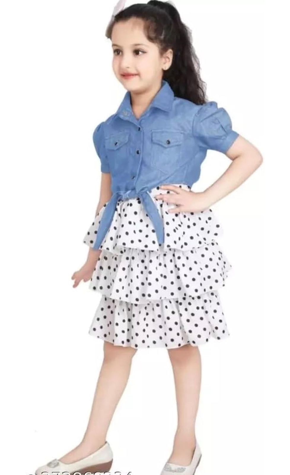 Polka Dress with Denim Jacket