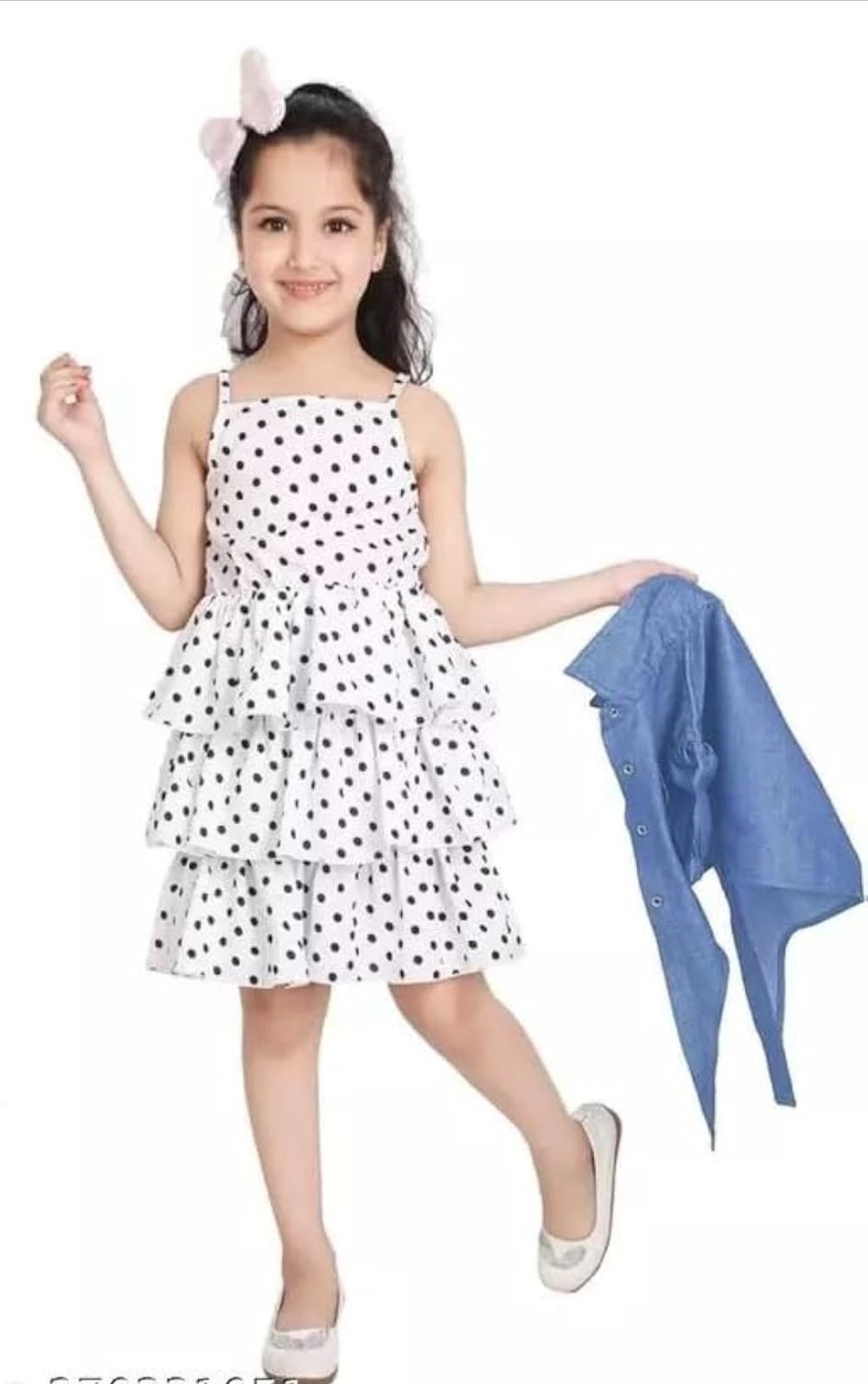 Polka Dress with Denim Jacket