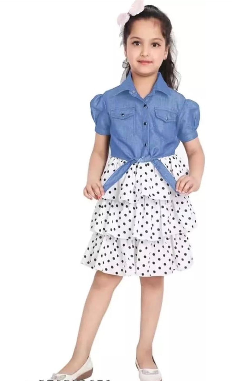 Polka Dress with Denim Jacket
