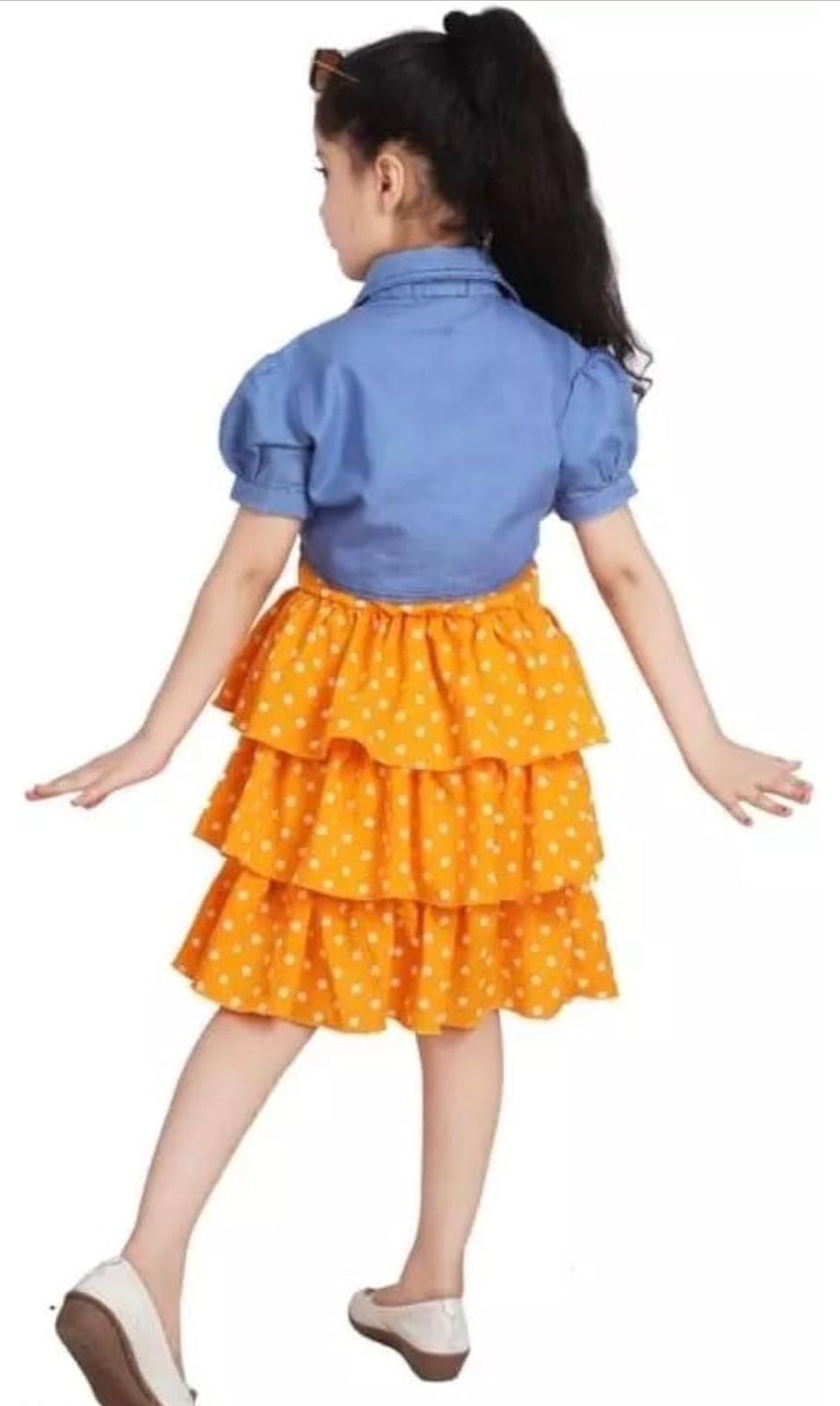 Polka Dress with Denim Jacket