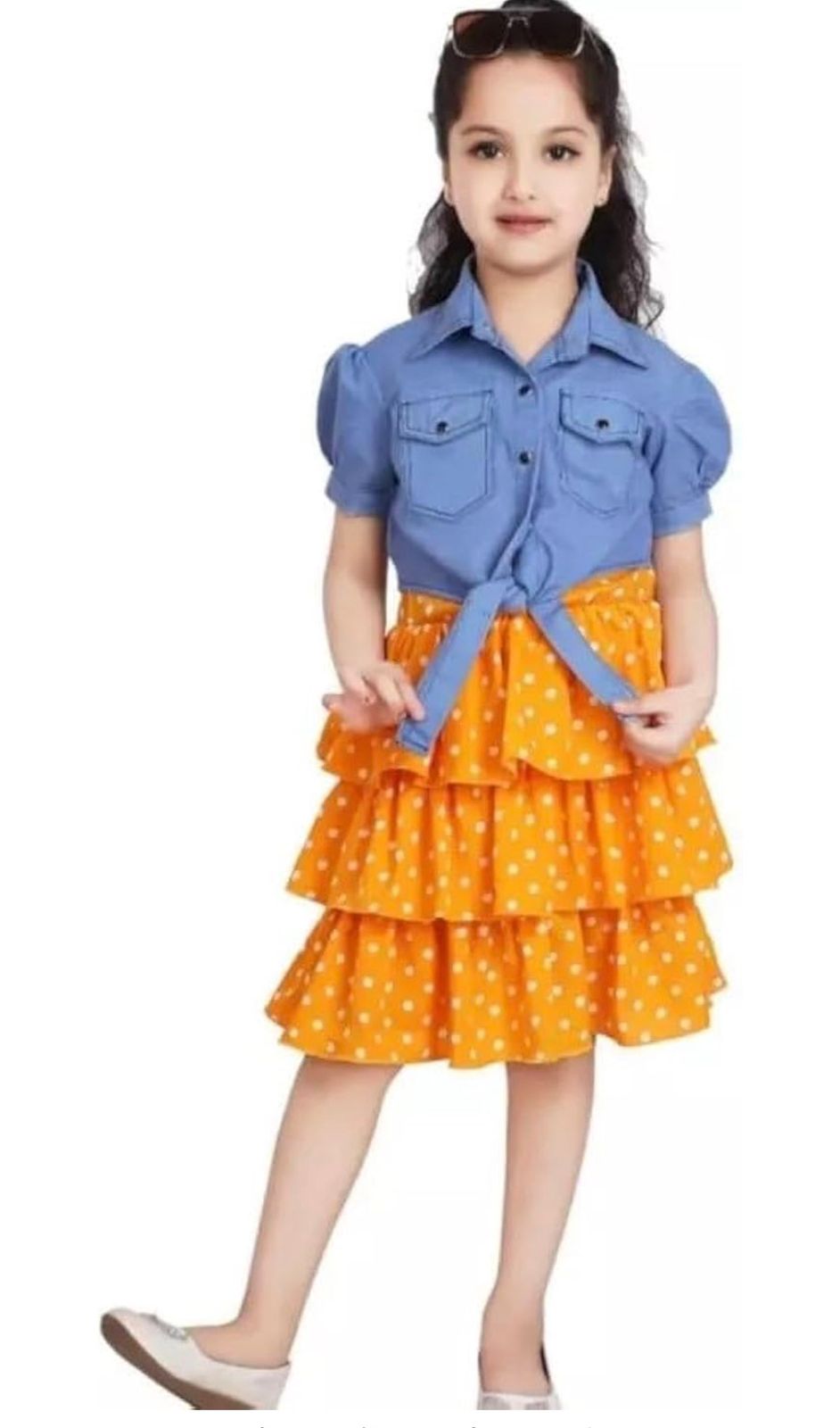 Polka Dress with Denim Jacket