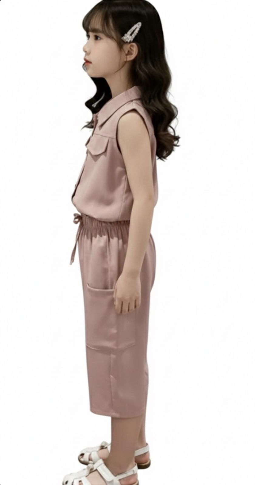 Cut-Sleeve Top & Bottom Solid Set