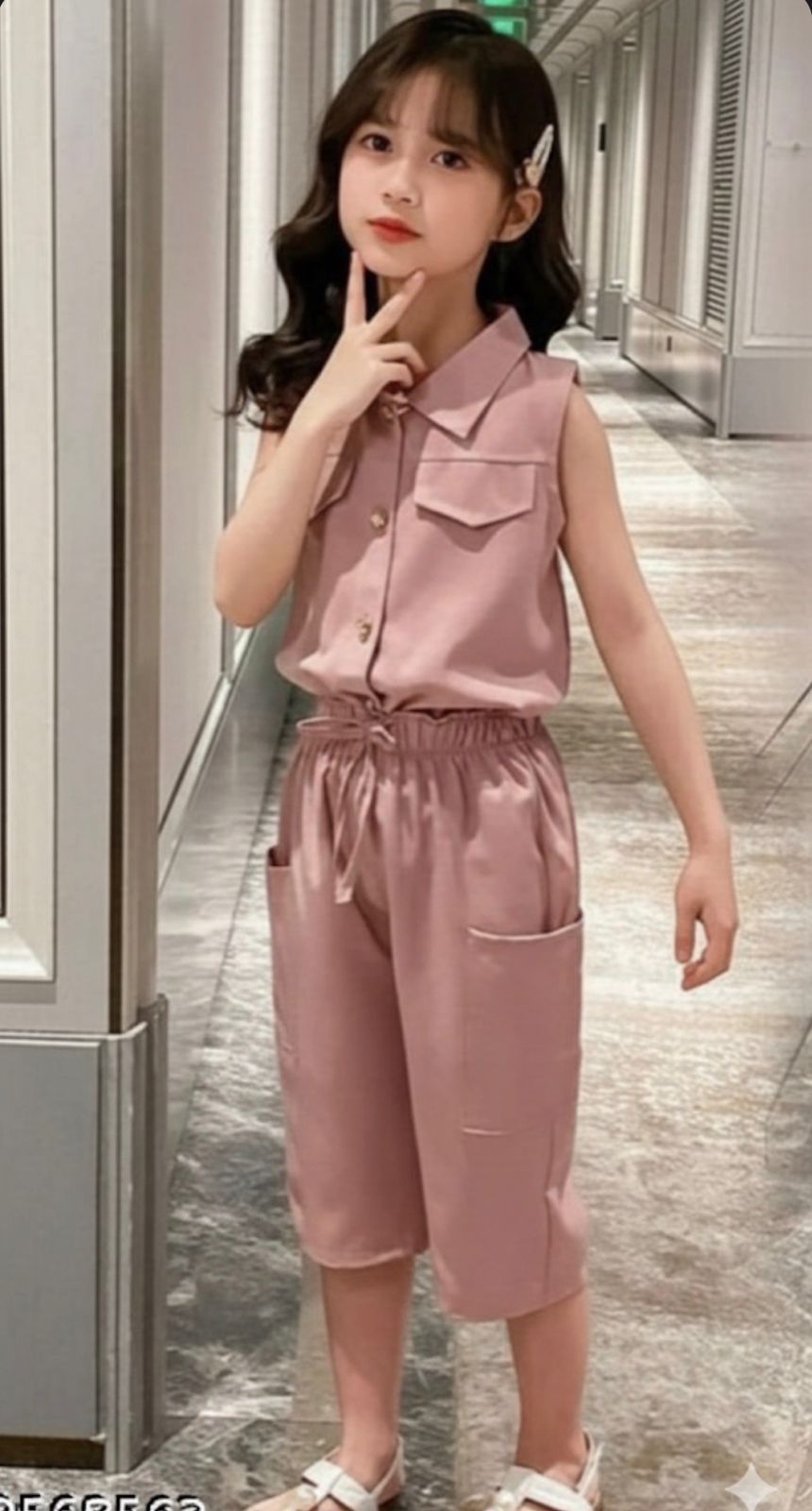 Cut-Sleeve Top & Bottom Solid Set