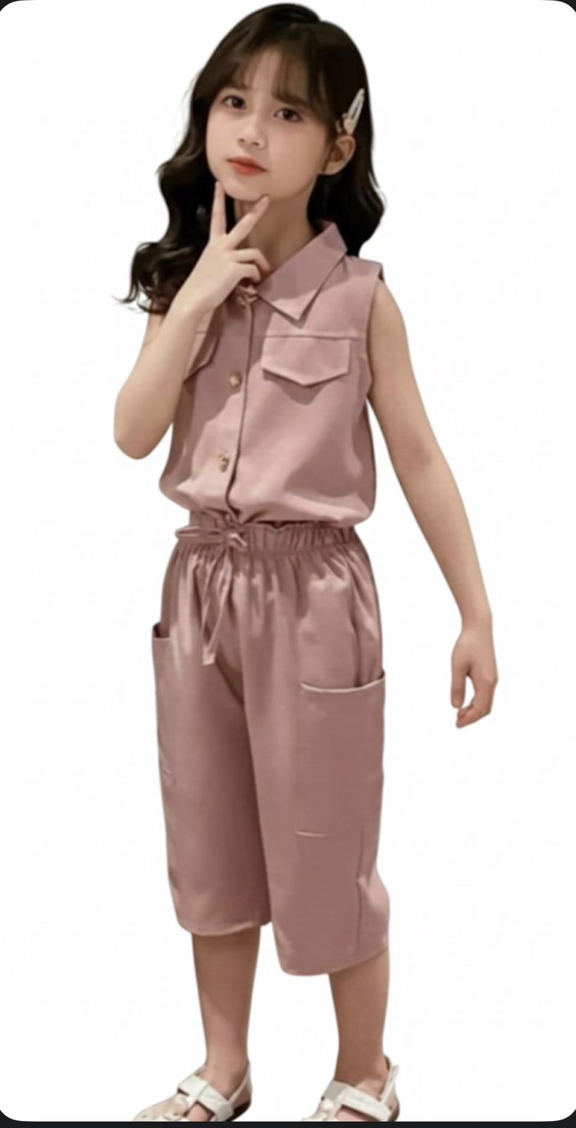 Cut-Sleeve Top & Bottom Solid Set