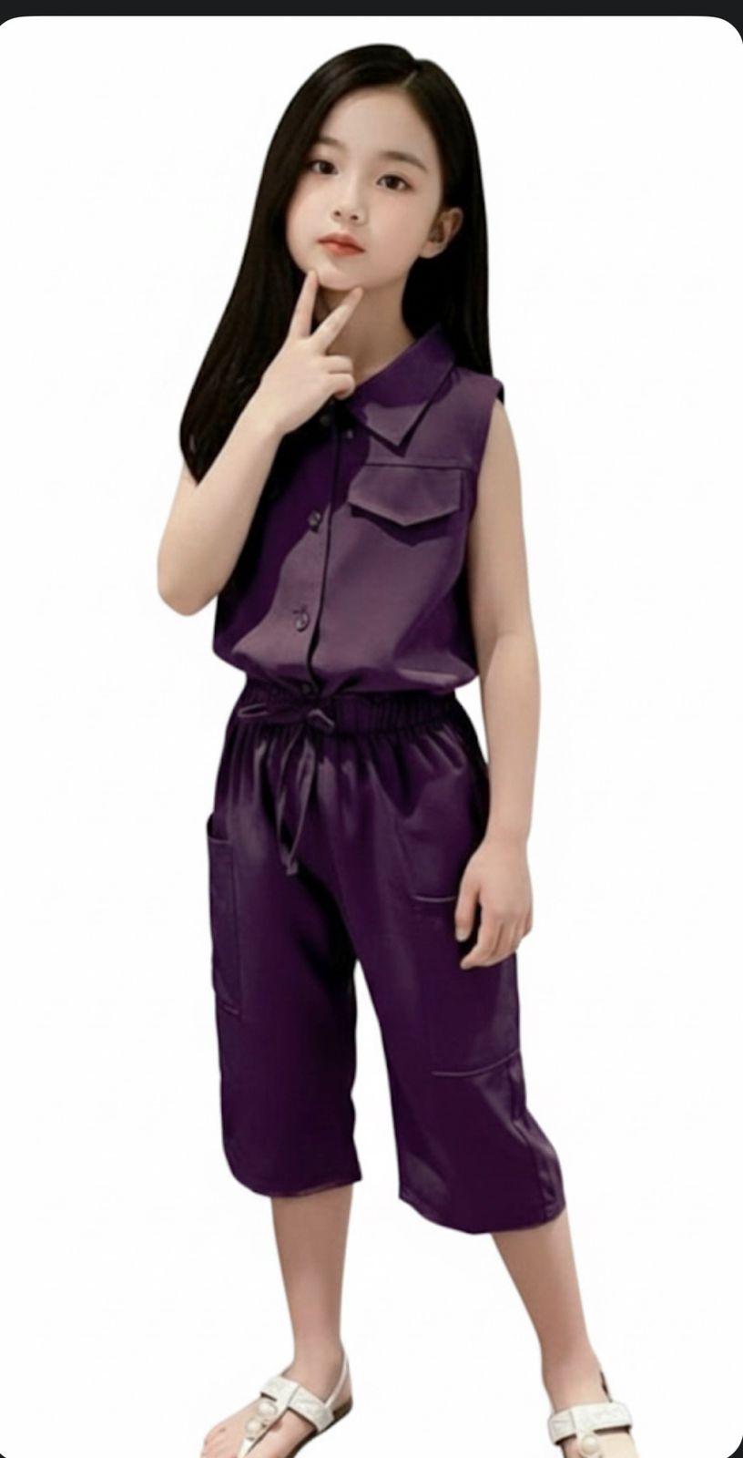 Cut-Sleeve Top & Bottom Solid Set