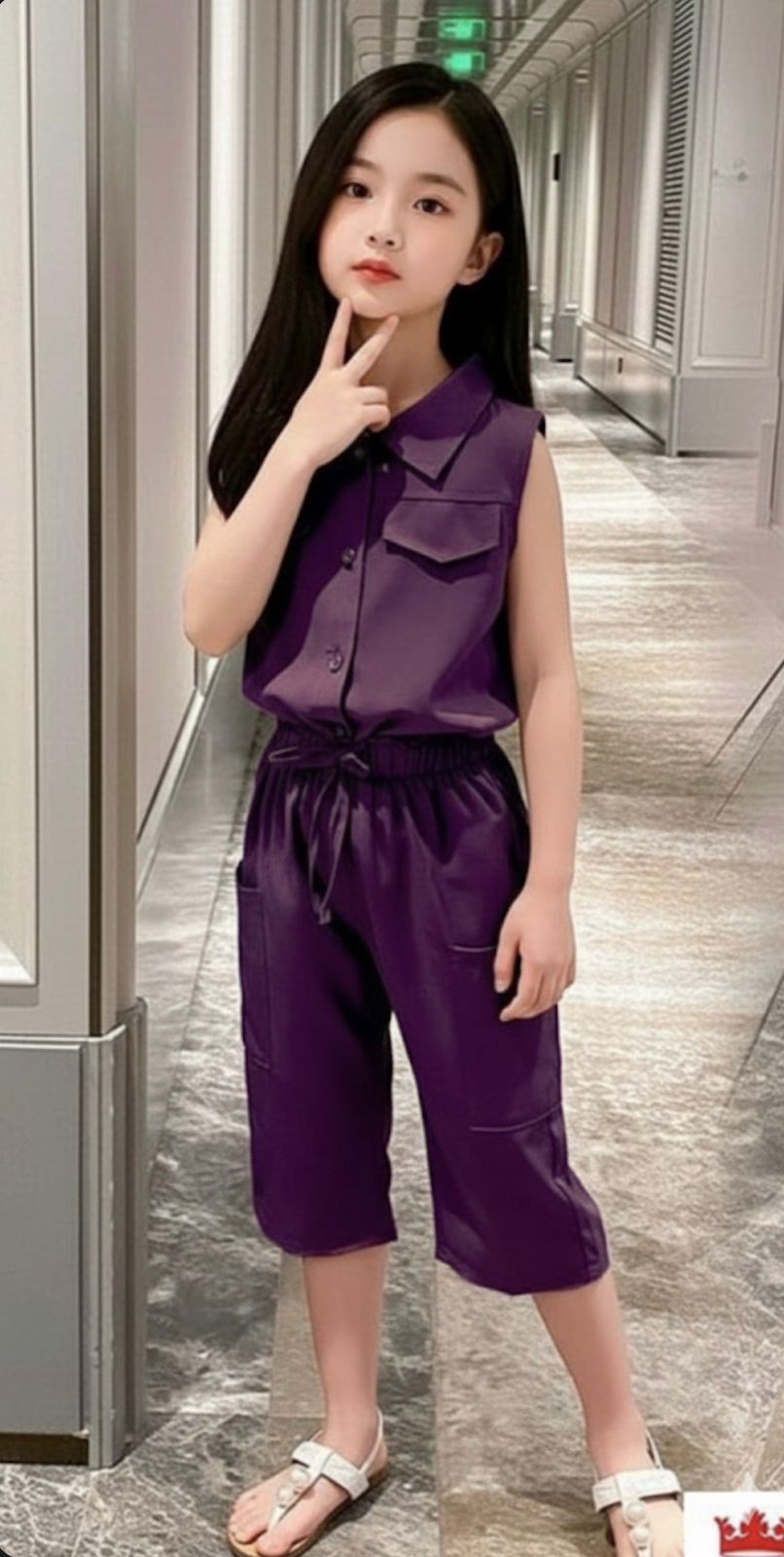 Cut-Sleeve Top & Bottom Solid Set