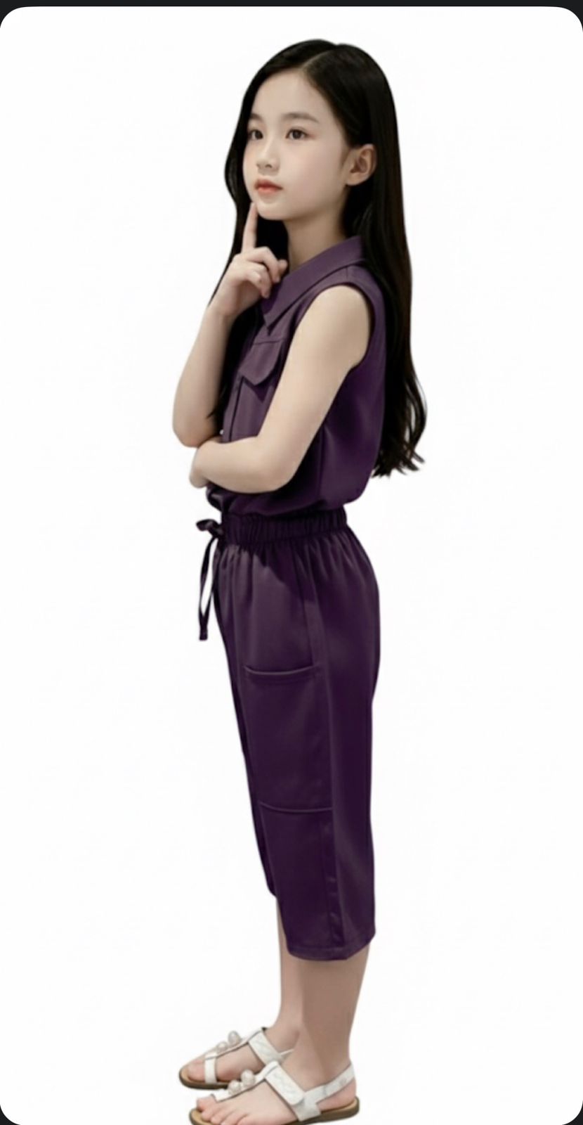 Cut-Sleeve Top & Bottom Solid Set