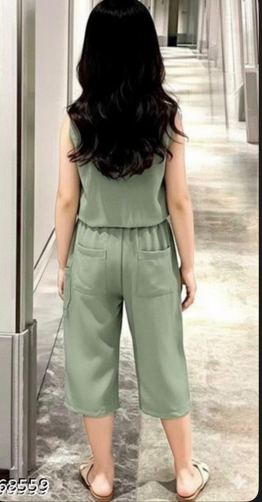 Cut-Sleeve Top & Bottom Solid Set