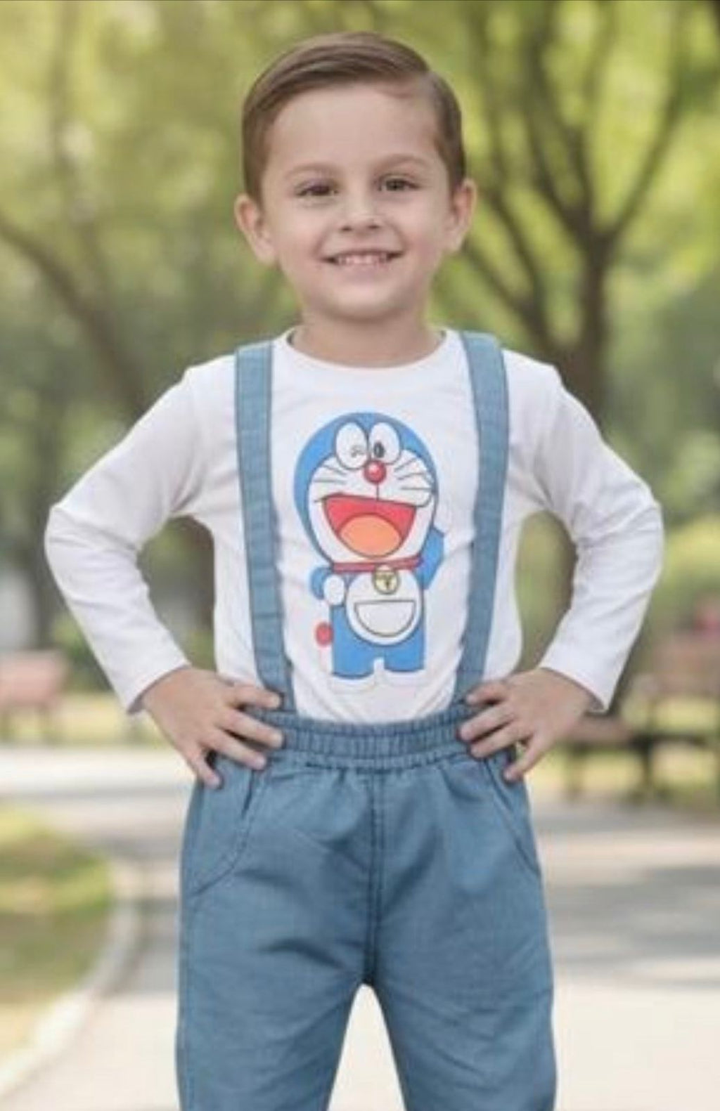 Doremon White with Denim Set