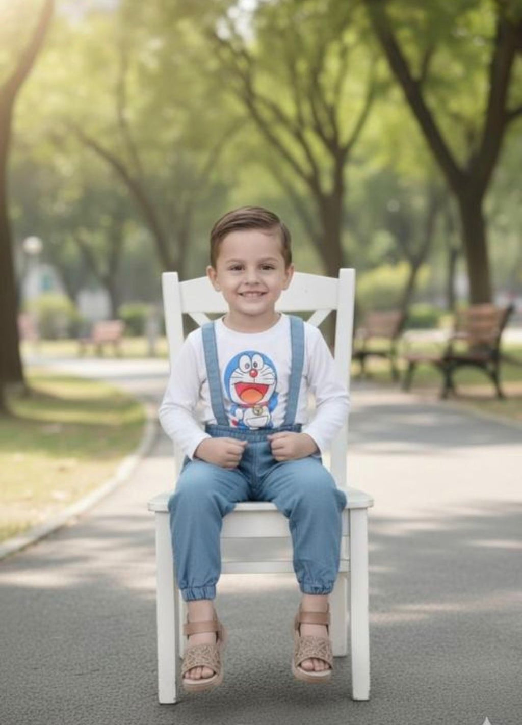 Doremon White with Denim Set